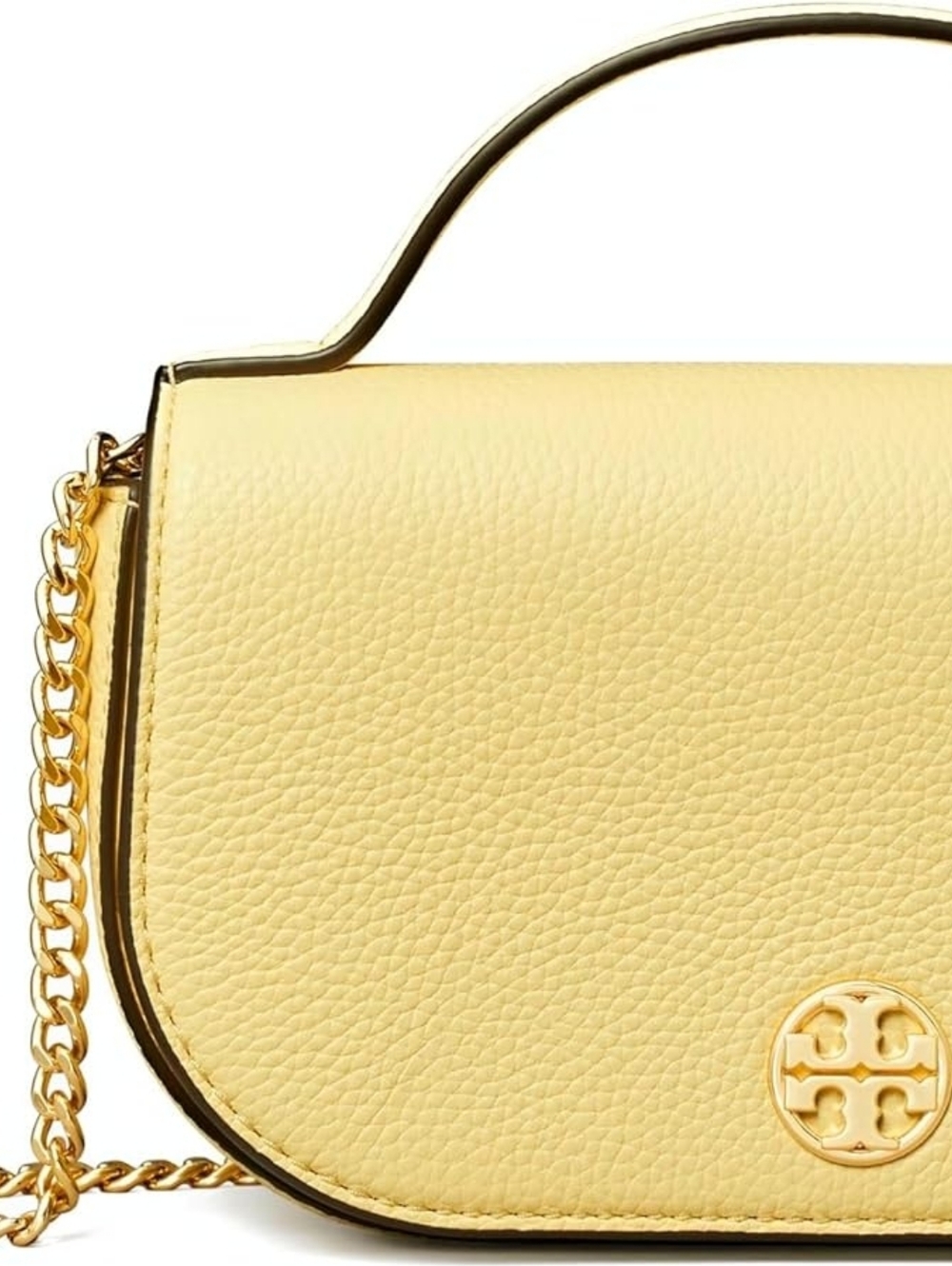 Tory Burch Lemon Yellow Pebbled Leather Top-Handle Shoulder Bag - Picture 2 of 6